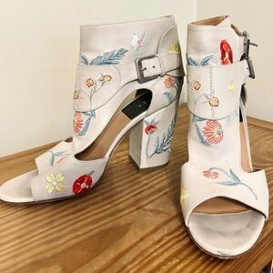 Laurence Dacade Paris Floral Embroidered Gladiator Heels